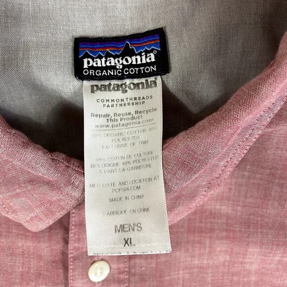 Patagonia Men's XL Pink Button Up Short Sleeve Outdoor - Picture 9 of 10